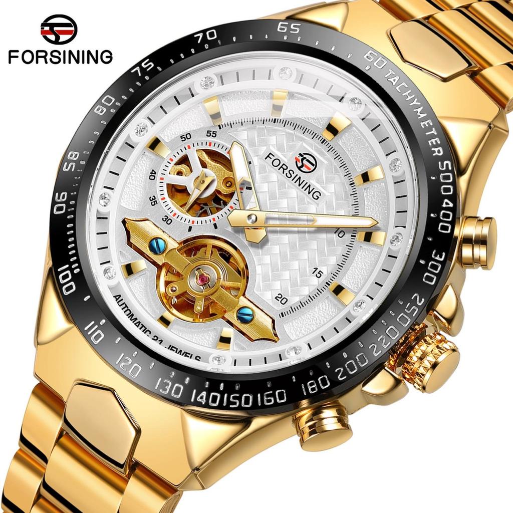 Forsining Automatic Mechanical Men Wristwatch Hollow Sport Male Luxury Tourbillon Watch Independent Seconds Dial Wristwatch