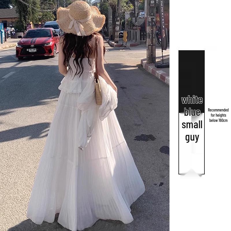 2026 Spring Women s White Pleated A-line Umbrella Skirt for Pear-shaped Bodies Small