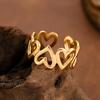 Women Adjustable Ring Anti-Oxidation Lightweight Comfortable Ring Hollow Heart Shape Exquisite Process Ring