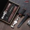 Armband 20mm 22mm 24mm Echtes Leder Uhrenarmband mit Geschenkbox Universelle Schmetterlingsschließe Rindsleder Herren Business Armband