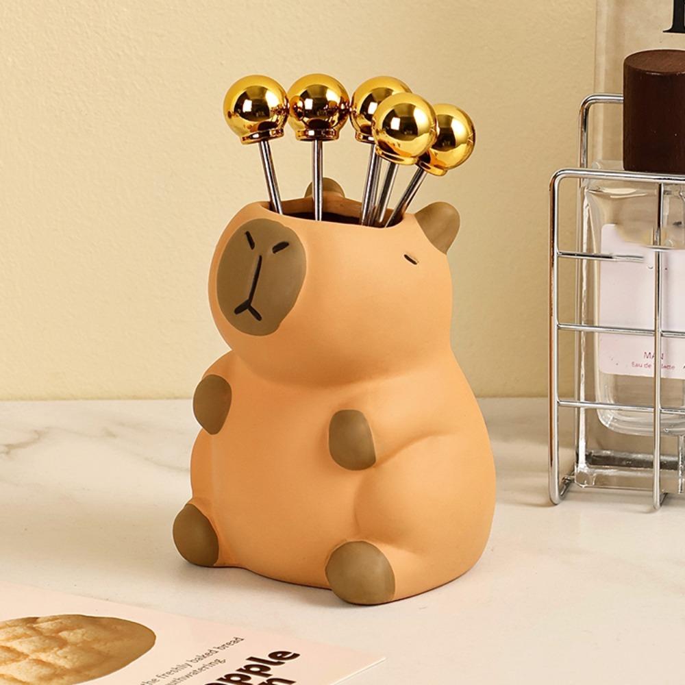 Tabletop Storage Capybara Pencil Storage Box Ornament Capybara Stationery Organizer  Makeup Brush