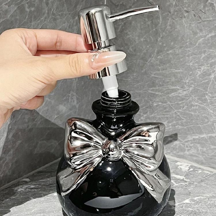 Praktyczny ceramiczny dozownik łazienkowy z pompką naciskaną Dekoracyjny kokardka Organizer na mydło Butelka Niezbędny do domowego spa