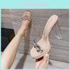Französische transparente High-Heel-Sandalen mit Kristallen aus PU-Material für elegante Sommerkleidung