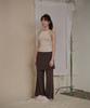 Okkitteu Layered Wrap Skirt Pants Brown
