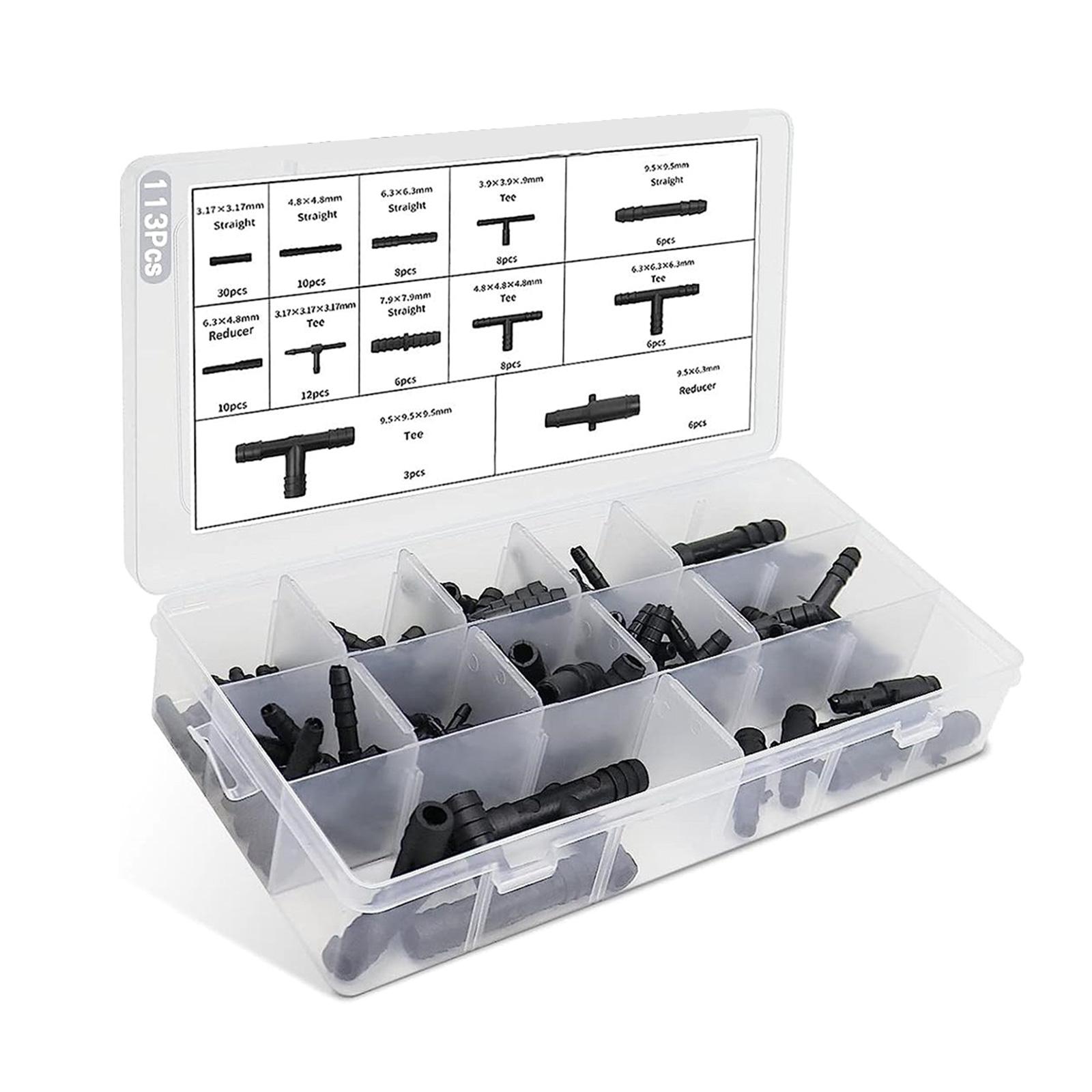 

113 шт./компл. Ассортимент соединителей для шлангов T-образный соединительный комплект для шлангов Комплект для полива Комплект соединителей для шлангов