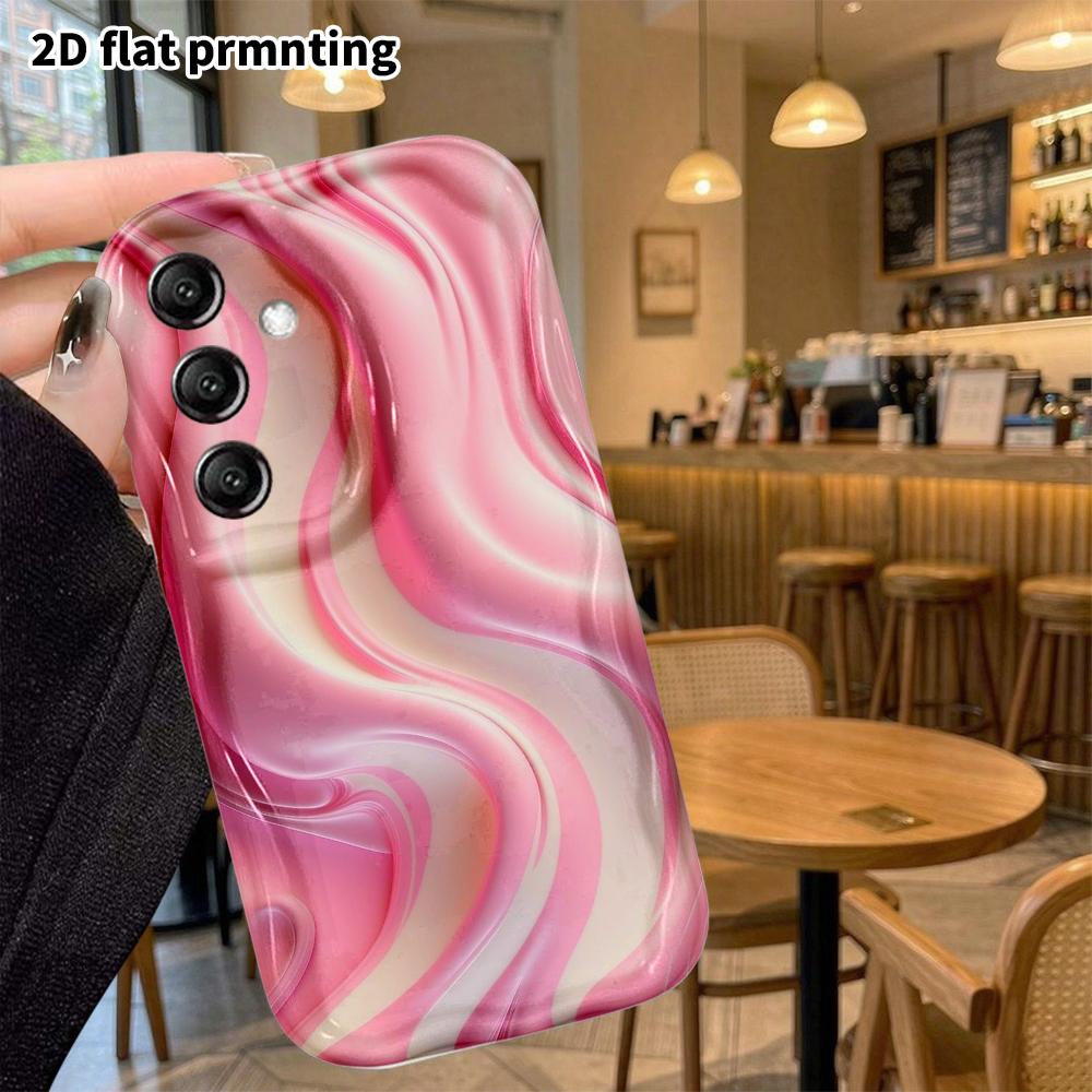 Phone Case: 2D Flat, Suitable for Samsung Galaxy A34 A35 M05 M06 S20 S22 S21 FE Plus 5G Protective Case, Pink and White Fluid, Perfect Holiday Gift Fo