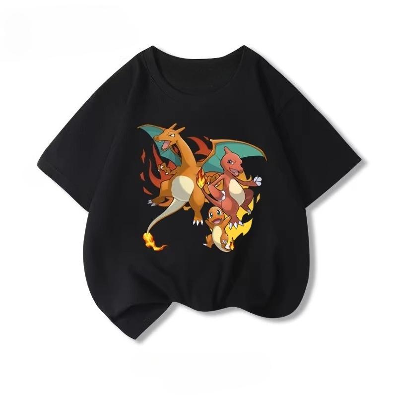 Potdemiel  New Summer Style Pure Cotton Childrens TShirts Pikachu Print Unisex Size Comfortable and Breathable