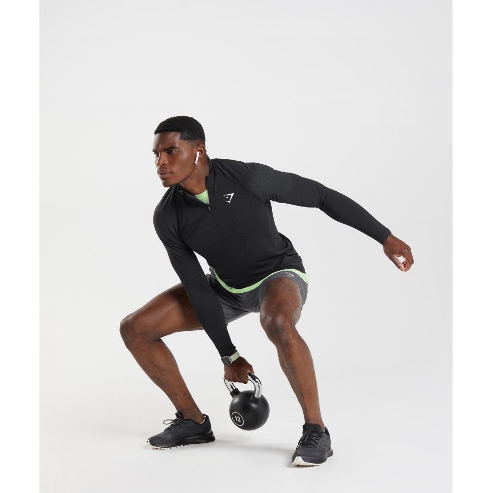 Gymshark Vital Seamless 1 4 Zip Black Silhouette Grey A3a4p Bbmw