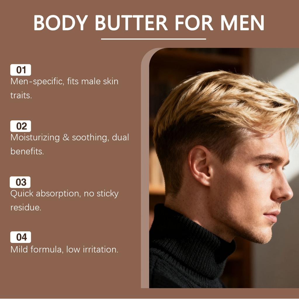 Kroppssmör, Hudkroppssmör med Sheasmör, Kakaosmör och Kokosolja för Långvarig Återfuktning och Icke-fet Doft