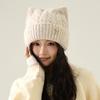 Women's Cute Cat Ear Thickened Knitted Hats Bowknot Warm Ear Protection Hats