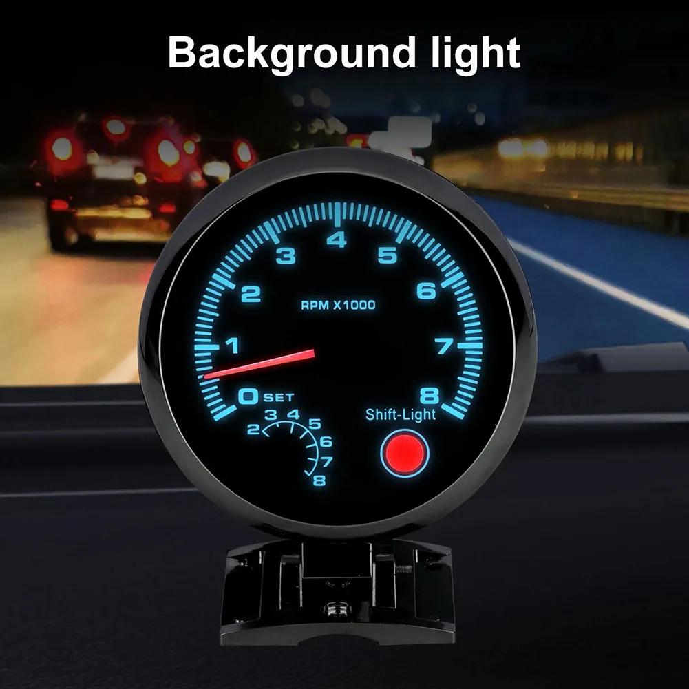 Tachometer LED Shift Light 0-8000 RPM 3.75" 12V Car Tachometer Gauge With LED Shift Light Car Tachometer Gauge