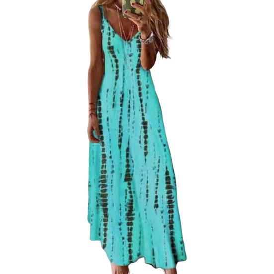 Women Dress V Neck Loose Type Pullover Irregular Stripe Print Contrast Color Dating Dress Daily Clothes