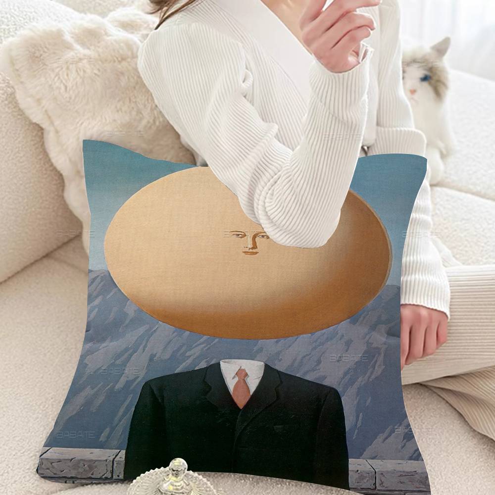 Abstract Canvas Painting Rene Magritte Son of Man Stitch Lucky Dragon Pillow Cover Sofa Cushion Cover Home Children Gift