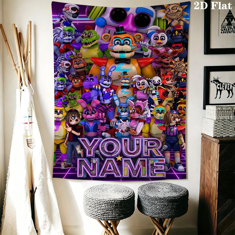 Name Custom Freddy Nights Wall Tapestry Aesthetic Wall Hanging Printed Fabric Blanket Decorative Tapestries for Bedroom Living Room Home Decor