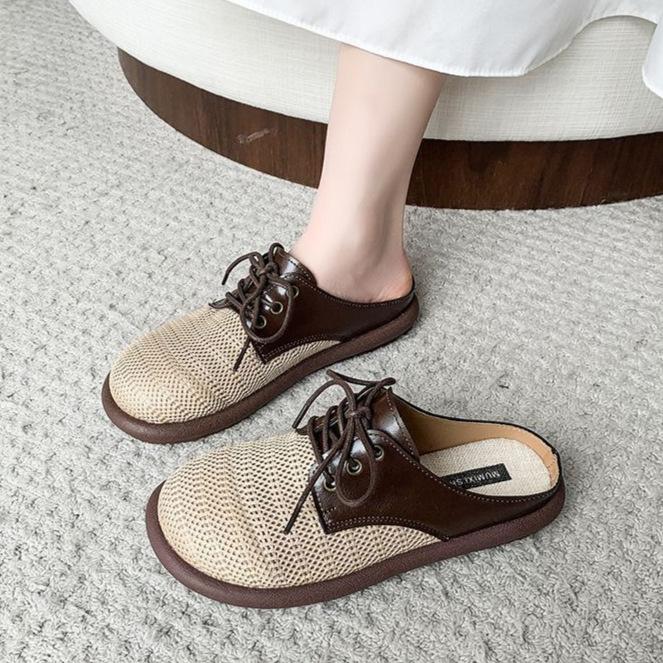 Temperament bag head half slippers women's 2025 new spring and autumn wear lazy one-pedal single shoes super fire beautiful Mueller shoes