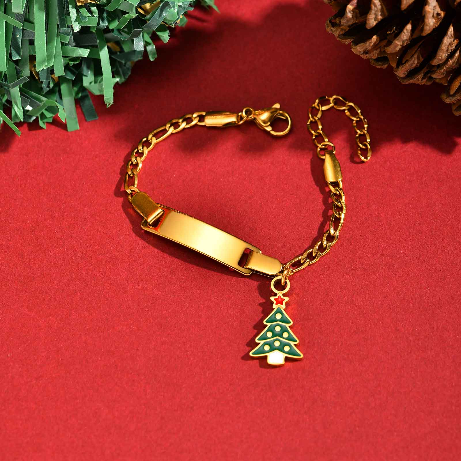 

Free Customized Santa Claus Children s Bracelet,Christmas Commemorative Bracelets,Gold Plated Waterproof Jewelry Adjustable Free Add Text