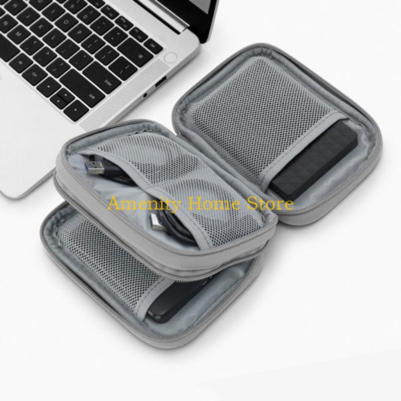 F26C Convenient Hard Disk Storage Sleeve Hard Drive Holder Power Banks Organizer Bag Earphone Case for Business Professionals