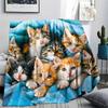 Kitty Print Flannel Blanket, High Quality Comfortable for All Seasons, Home Decor, Warmth and Comfort, Perfect for Christmas Gifts