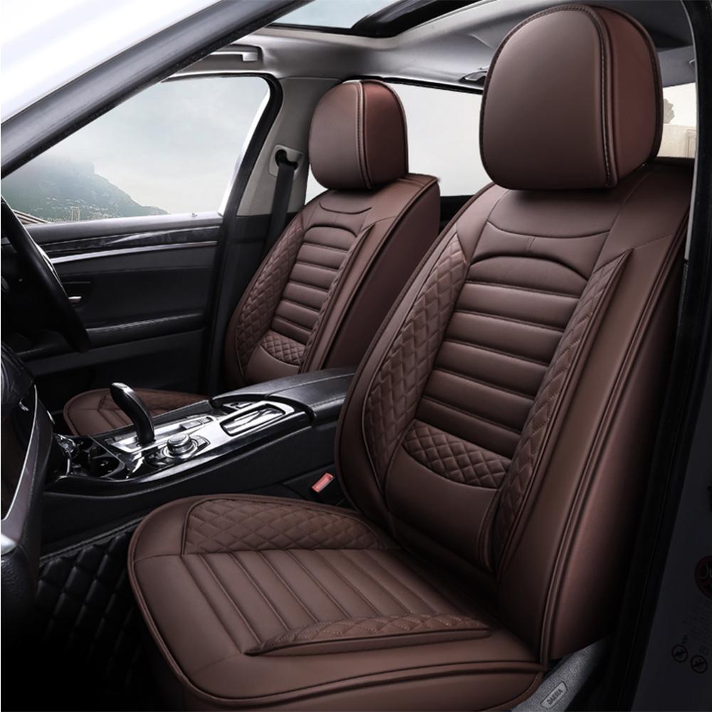 Black & White Faux Leather Car Seat Covers - Universal Fit, Lumbar Support, Waterproof, Anti-Slip, Durable for Cars, SUVs, Truck