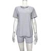 Women V Neck Short Sleeve Solid Color Casual Summer Two Piece Outfit Set