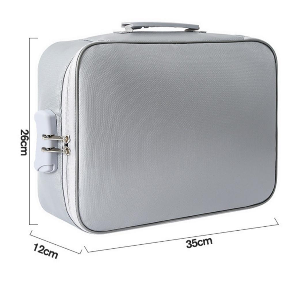 Fireproof Document Bag Multi-Layer Document Tickets Storage Bag with lock File Organizer Case Home Travel Passport Briefcase