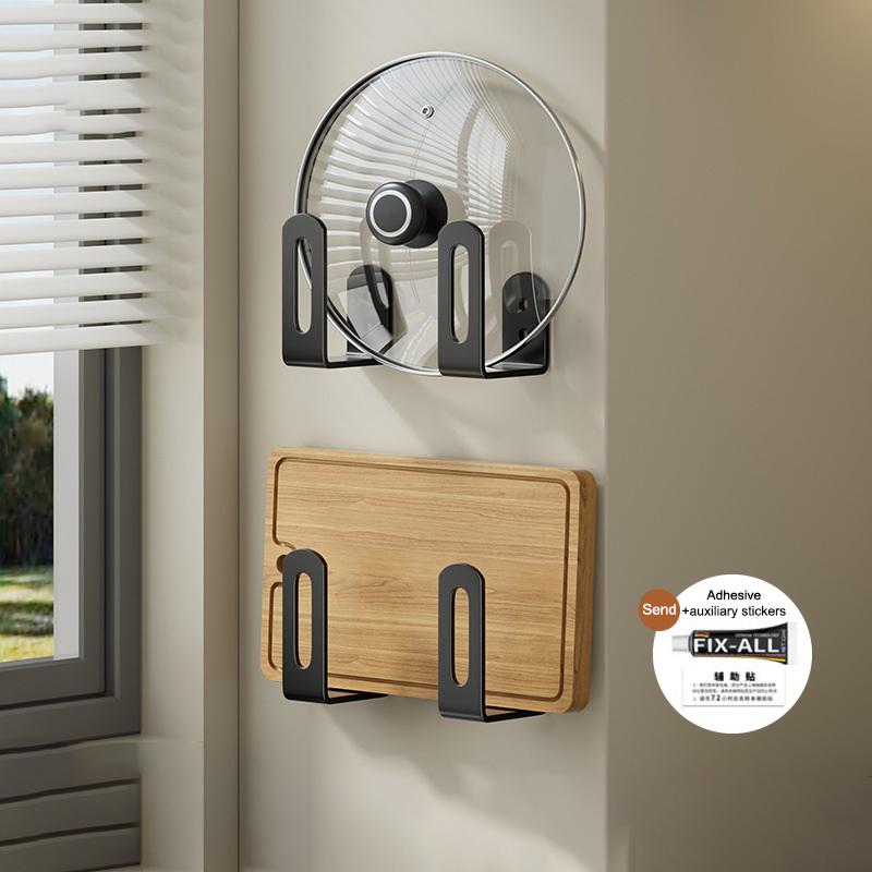 2/4/6/8Pcs Pot Lid Rack Pot Cover Cutting Board Holder Sponge Storage Shelf Kitchen Bathroom Wall Mounted Organizer Rack