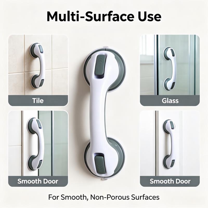 Bathroom Strong Suction Cup Armrest No Drilling Anti-fall Safety Handle Non-perforated Stable Grip for Elderly Children Senior