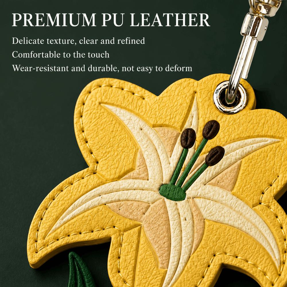 Anti-Lost Lily Leather Charm Lily Embossed Pattern Bag Hanging Pendant Bluetooth Tracker Protect
