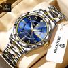 BINBOND Business Men Quartz Watch Rhombus Mirror Original Waterproof Luminous Stainless Steel Clock Male Date Week Wristwatch