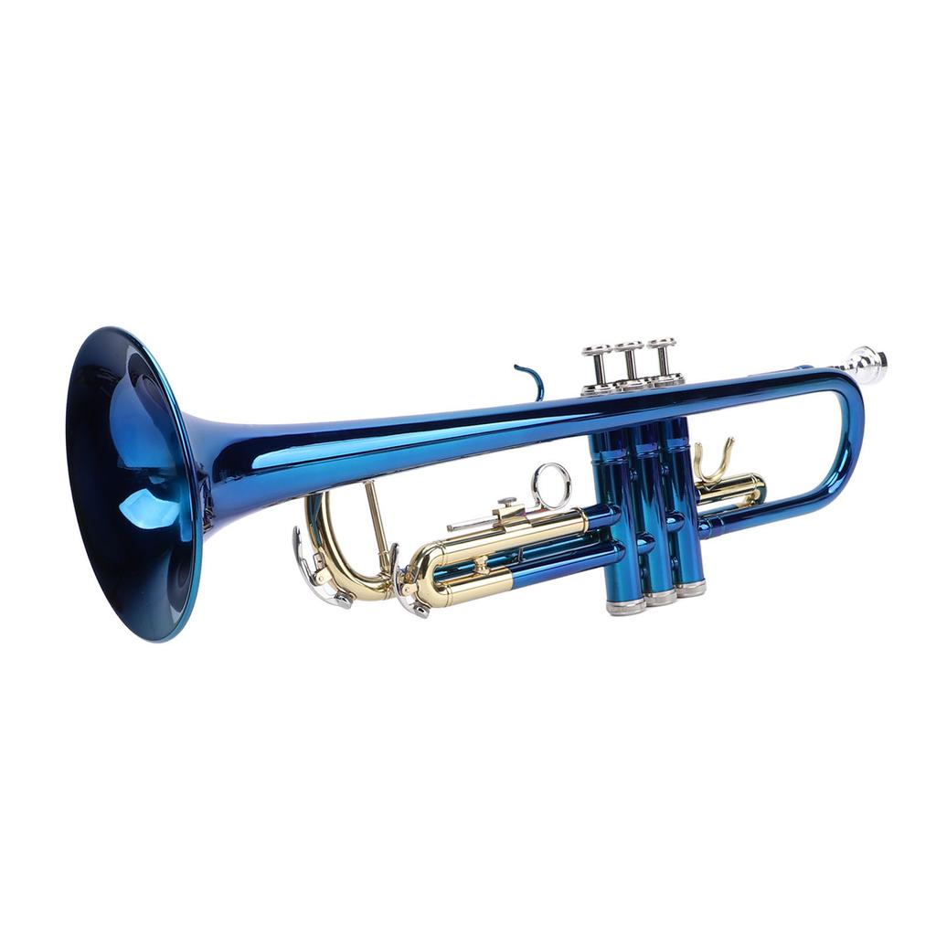 Bb Standard Trumpet Blue Color Copper Gold Keys Beginner Trumpet for Performance and Practice