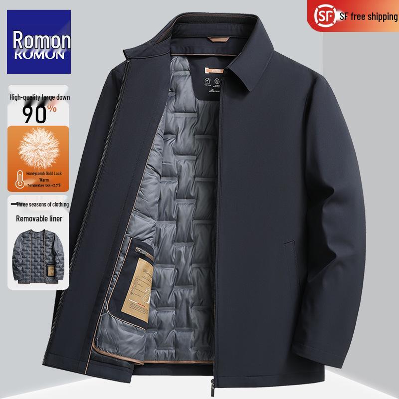 LOMON Men's Lightweight Down Jacket - 2025 Autumn/Winter Business Executive Warm Outerwear