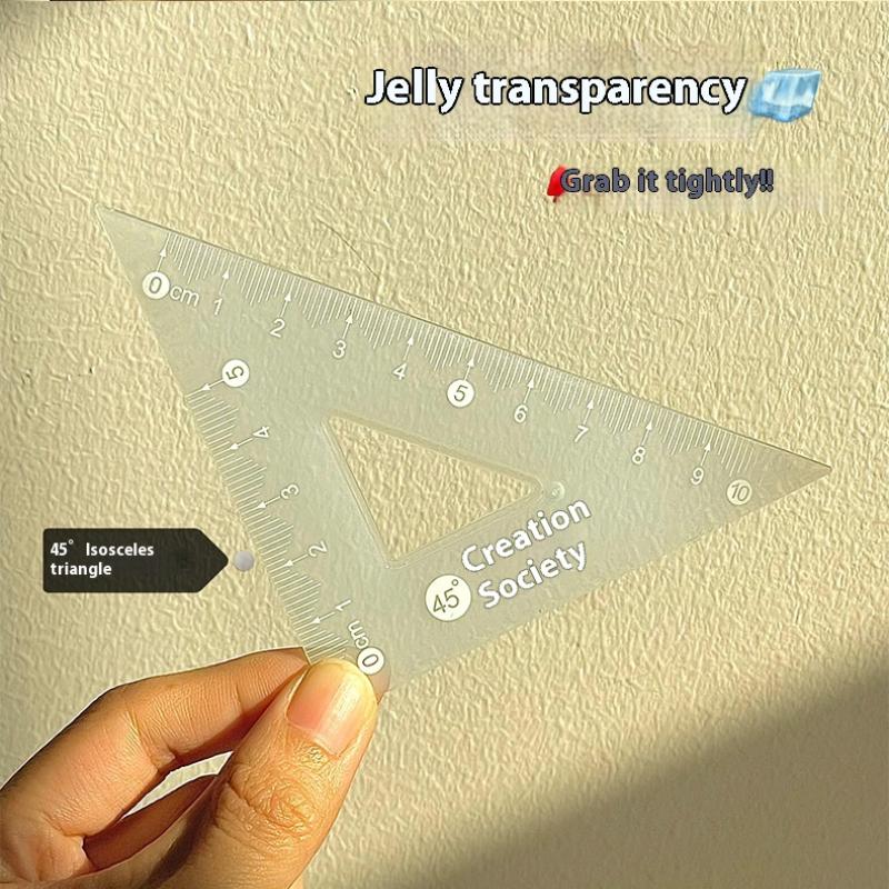 4Pcs/Set 15Cm Jelly Ruler Set Thickened Measuring Stationery Set Square Transparent Measuring Ruler Student Gift