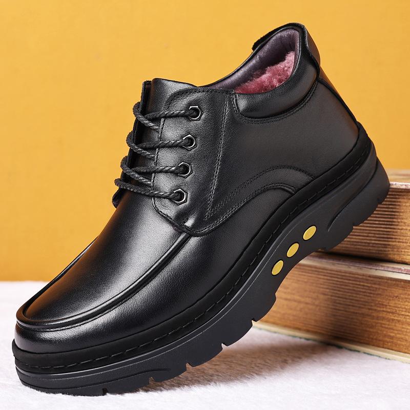 

Первый слой воловьей кожи мужские хлопковые туфли, шерстяные термокожаные туфли из натуральной кожи, бархат для улицы, мужская обувь среднего и большого размера 47