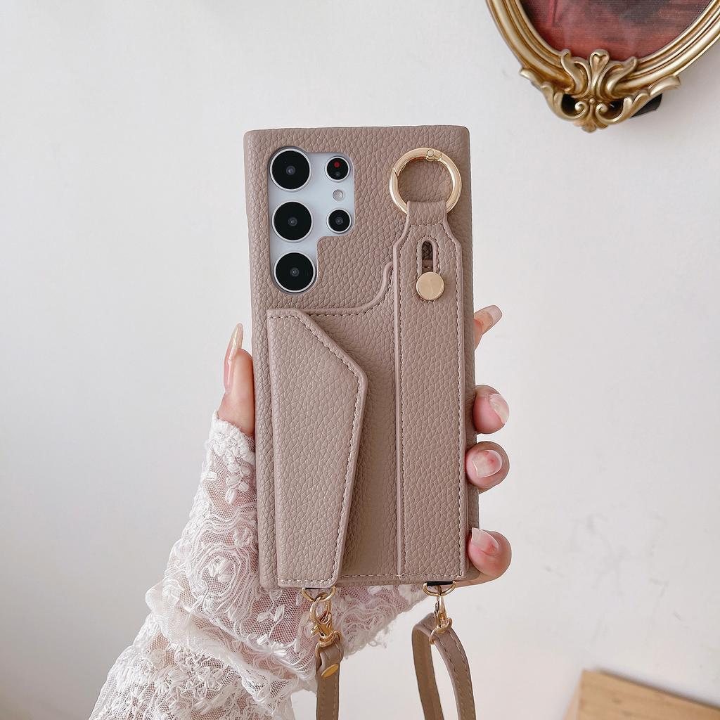 Portefeuille à bandoulière avec dragonne et couverture en cuir pour Samsung Galaxy S23 S22 Ultra Plus A54 A53 5G Fente pour cartes Anneau Lanière Étui de téléphone