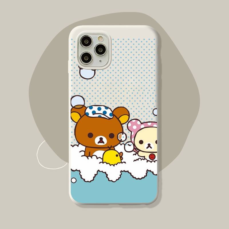 Rilakkuma Kawaii Phone Case for iPhone 11 12 13 Mini Pro Xs Max 8 7 6 6S Plus X XR Solid Candy Color Case