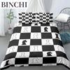 International Chess King Queen Duvet Cover Chess Board Bedding Set Black White Grid Quilt Cover Plaid Polyester