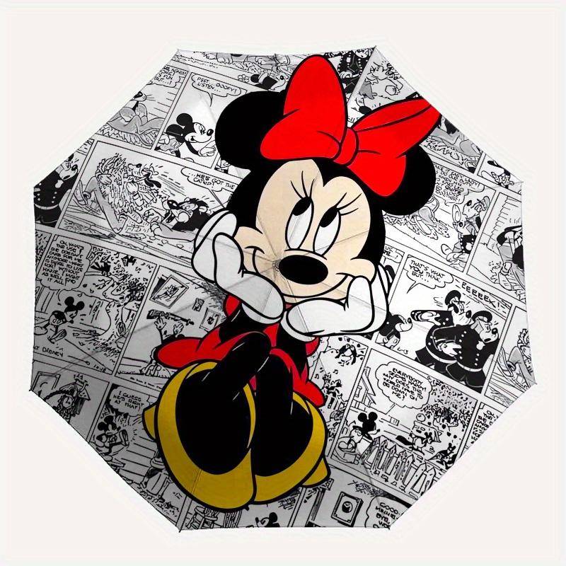 Minnie Mouse,Comic Strip Themed Automatic Opening and Closing Folding Umbrella, Reinforced 8 Ribs, Compact Travel Design, Fashionable Foldin