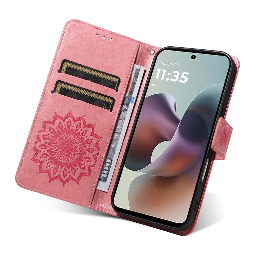 For Motorola Moto G56 5G Leather Wallet Case Sunflower Imprinted Phone Cover