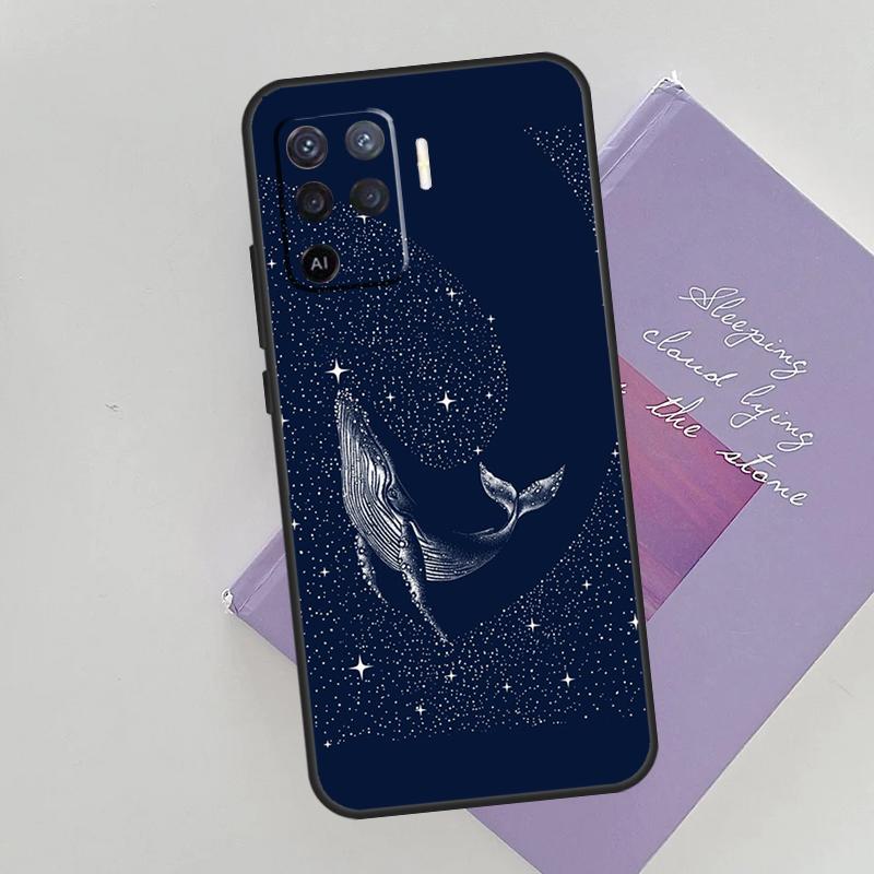 Beautiful Blue Whale Painting Case For Oppo A15 A16 A17 A52 A72 A76 A96 A74 A94 A53 A54S A57S A58 A78 A98 A77 Phone Cover