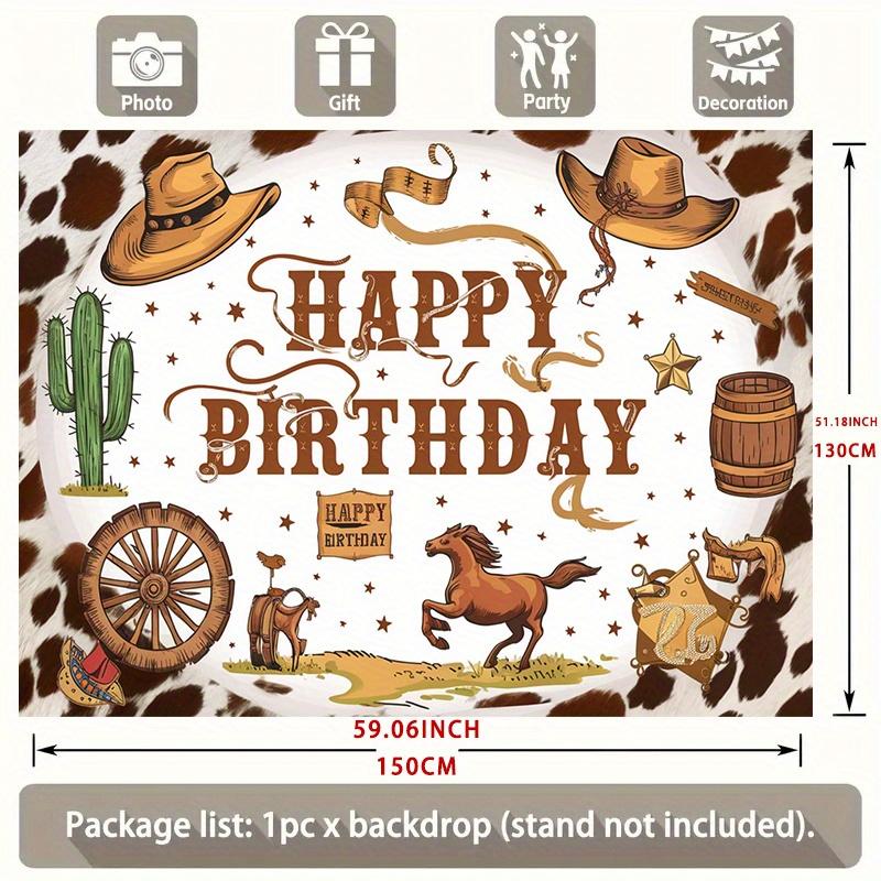 1Pcs Western Cowboy Happy Birthday Decoration Background Backdrop For Photo Studio Photo Booth Party