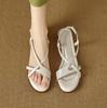 Krazing Pot Cow Skin Thick Med Heels Peep Toe Summer Size 42 Brand Shoes Concise Design Gladiator Elegant Women Sandals