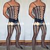 Crotchless Bodystocking Black Man Gay Transparent Net Clothes Sexy Lingerie Bodysuit One Piece Stockings Erotic Sissy Costumes