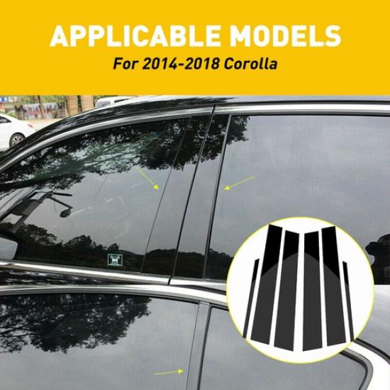 Fit 2007-2011 Honda Black 6x CRV Pillar Set Posts Window Door Cover Trim