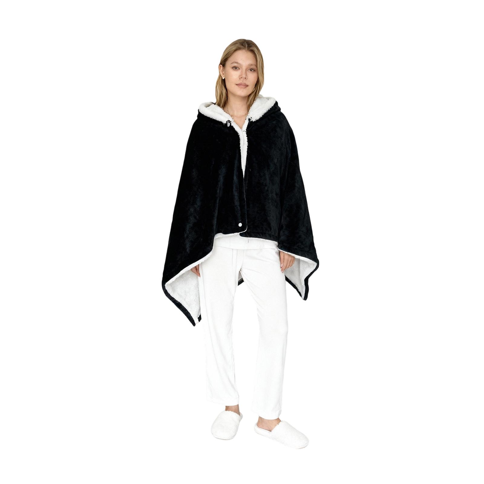 Wearable Electric Heated Blanket With Sleeves & Hood & Foot Pockets Flannel Blanket For Adults Heated Blanket One Size чёрный