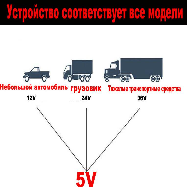 12V/24V Convert To 5V Power Voltage Adapter with 3.3 Meters Cable for Car Rearview Camera DVR