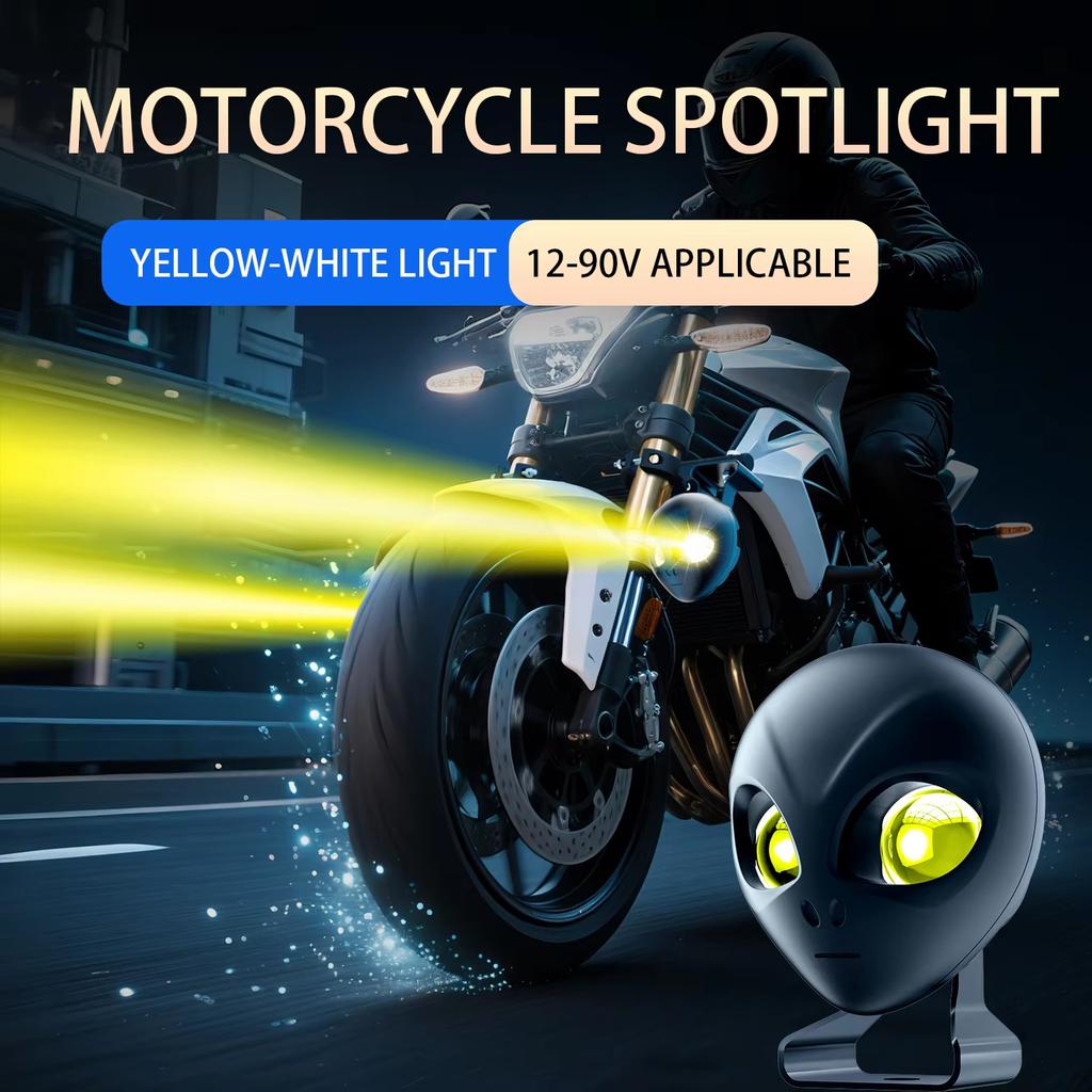 Motorcycle Headlight LED Super Bright Driving Lights Waterproof Auxiliary Headlight   External Spotlight Fog Novel Alien Light