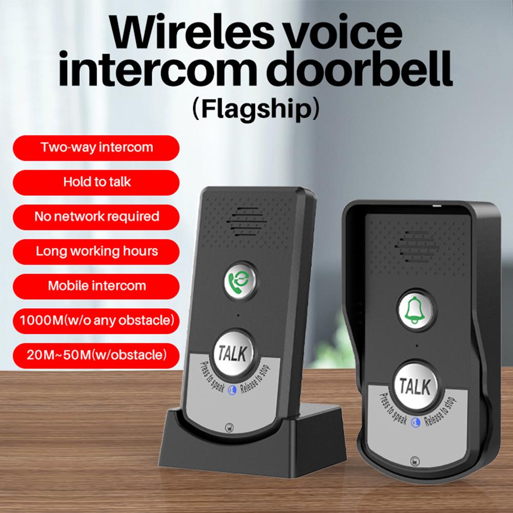 2 Way Voice Intercom ABS Two Way Audio Voice Sender and Reciever Doorbell System Unit for Home Hospital Hotel Call Door Chime