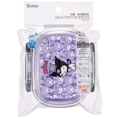 Skater Children's Lunch Box, Small Size, 1 Tier, 270ml, Fluffy Dome-Shaped Kids Lunch, Antibacterial Treatment, Made in Japan, Sanrio Kuromi Ushiro Sh