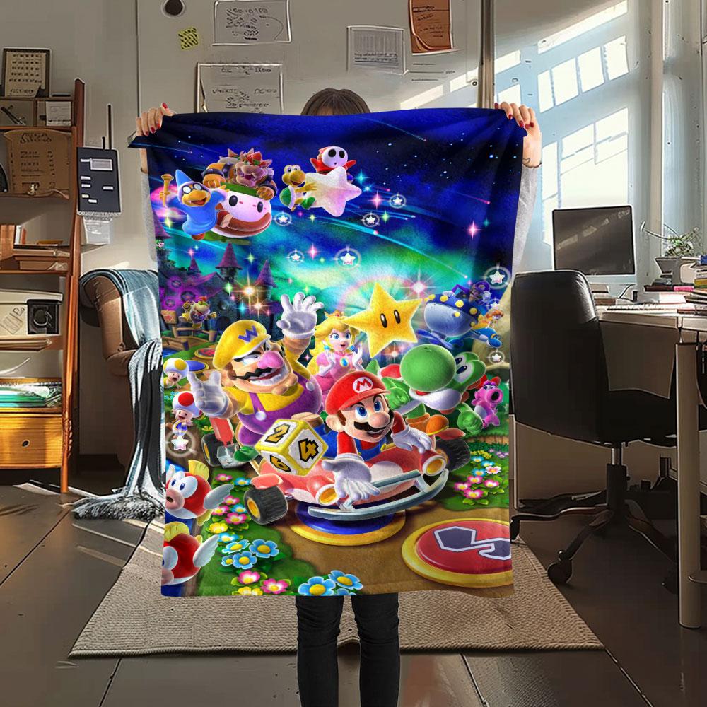Super Mario Cartoon printing Flannel Blanket Bedroom Sofa Camping Warm blanket Gifts for family and friends-MJ017