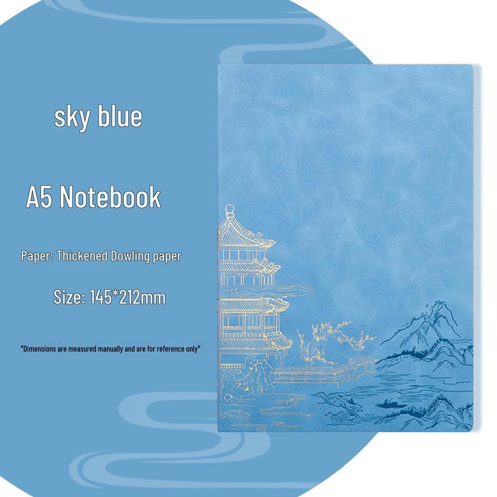 Chinese Style Soft Leather A5 Notebook - High-Quality Diary and Office Meeting Minutes Book